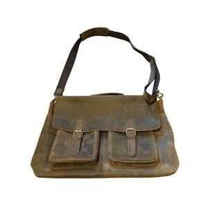 Koma1C 20" Leather Distressed Buffalo Leather Briefcase Laptop Messenger Bag